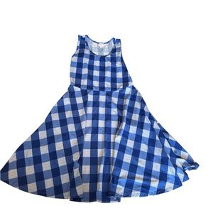 LuLaRoe Nicki Blue and White Gingham Sleeveless Twirl Dress